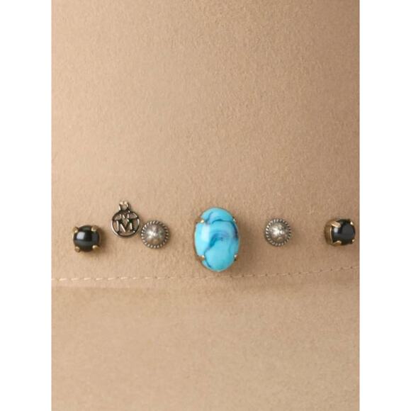 Maison Michel Kate Hat Stone and Studs On Wool Felt Hat in Beige Onyx L - Picture 2 of 4